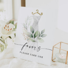 水彩グリーン ゴールド ブライダル シャワー フェイバーズ サイン