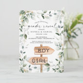 水彩グリーン ゴールド ベビーシャワー 性別発表 招待状 (スタンド正面)
