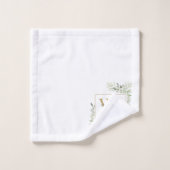 水彩グリーン ゴールド モノグラム ネーム バスタオルセット (ウォッシュタオル)