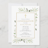 水彩グリーン ゴールド 確認 招待状 (正面)