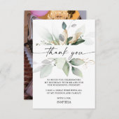 水彩グリーン ゴールド 誕生日 サンクスカード 招待状 (正面/裏面)