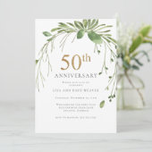 水彩グリーン ゴールド 50周年記念 招待状 (スタンド正面)