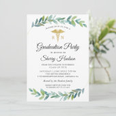 水彩グリーン ゴールド RN 看護師卒業 招待状 (スタンド正面)