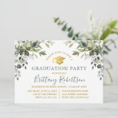 水彩グリーン サージュグリーン ゴールド 卒業パーティー 招待状 (スタンド正面)