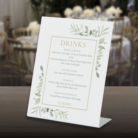 水彩グリーン ドリンクメニュー 台座サイン