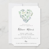 水彩グリーン ハートエンゲージメントパーティー 招待状 (正面)