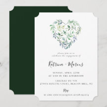 水彩グリーン ハートエンゲージメントパーティー