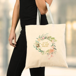 水彩グリーン フラワー ブライズメイド ギフト トートバッグ
