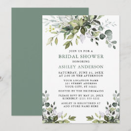 水彩グリーン ブライダルシャワー サージュグリーン 招待状