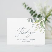 水彩グリーン ブライダルシャワー 感謝カード (スタンド正面)