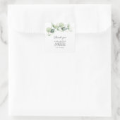 水彩グリーン ブライダルシャワー 感謝 スクエアシール (バッグ)