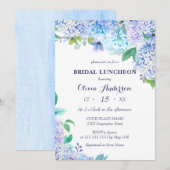 水彩グリーン ブルー 紫陽花 ウェディングランチョン 招待状 (正面/裏面)