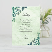 水彩グリーン ユーカリの葉 メイド・オブ・オナー 招待状 (スタンド正面)