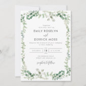 水彩グリーン ユーカリ ウェディング 招待状 (正面)