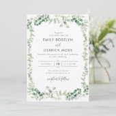 水彩グリーン ユーカリ ウェディング 招待状 (スタンド正面)