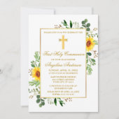 水彩グリーン 向日葵 ファーストカミューニョン 招待状 (正面)