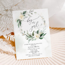 水彩グリーン　性別発表招待状