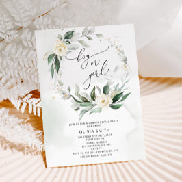 水彩グリーン　性別発表招待状 招待状