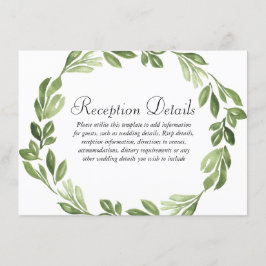 水彩グリーン 春のウェディング レセプション エンクロージャーカード