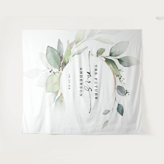 水彩グリーン 未来のミセス フォトプロップ バックドロップ タペストリー (正面(横))