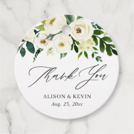 水彩グリーン 白花 感謝 フェイバータグ