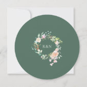 水彩グリーン 花のウェディング招待状 招待状 (裏面)