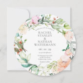 水彩グリーン 花のウェディング招待状 招待状 (正面)