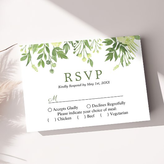 水彩グリーン 花園 ウェディング ガーデン RSVP