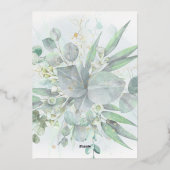 水彩グリーン+葉 | 確認 箔招待状 (裏面)