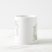 水彩グリーン 25周年結婚記念日 コーヒーマグカップ (中央)