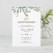 水彩グリーン 50周年 結婚記念日 招待状 (スタンド正面)