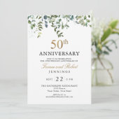 水彩グリーン 50周年 結婚記念日 招待状 (スタンド正面)