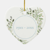 水彩グリーン 60周年結婚記念日 セラミックオーナメント (裏面)