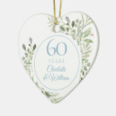 水彩グリーン 60周年結婚記念日 セラミックオーナメント (左)