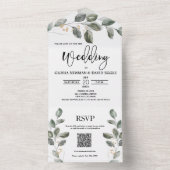 水彩グリーンQRコードウェディング オールインワン招待状 (内側)