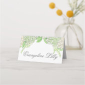 水彩グレーと白あじさい結婚の紋 プレイスカード (正面)