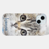 水彩グレーの子猫オンブルー Case-Mate iPhoneケース (裏面 (横))