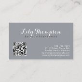 水彩グレーほこりバラ裁縫機QRコード 名刺 (裏面)