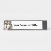 水彩グレーウルフアニマルラブウルブアート デスクネームプレート (正面)