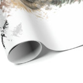 水彩グレーウルフロゴアニマル自然オオカミ ラッピングペーパー (ロールコーナー)