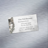 水彩グレーウルフ動物カスタム名刺 マグネット名刺 (インサイチュ)
