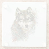 水彩グレーウルフ野生動物自然アート ガラスコースター (裏面)