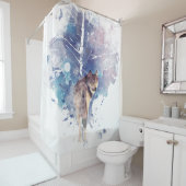 水彩グレーウルフ野生動物自然アート シャワーカーテン (インサイチュ)