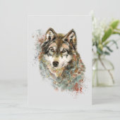 水彩グレーウルフ野生動物自然アート シーズンカード (スタンド正面)