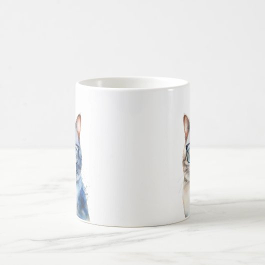 水彩グレータビーキャットパーソナライズされた コーヒーマグカップ (中央)