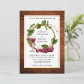 水彩グレープつる植物ウッドリースフォト結婚ズ 招待状 (スタンド正面)