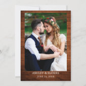 水彩グレープつる植物ウッドリースフォト結婚ズ 招待状 (裏面)