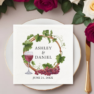 水彩グレープつる植物ウッドリース結婚ズ スタンダードカクテルナプキン