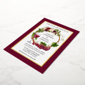 水彩グレープつる植物フローラリースブルゴーニュ金ゴールド 箔招待状 (回転した状態)