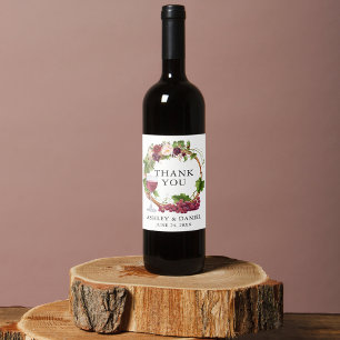 水彩グレープつる植物フローラ結婚リース ワインラベル